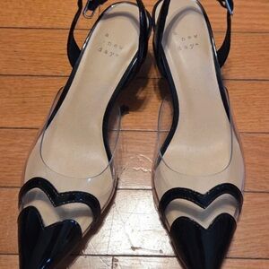 A New Day Black Heart Accent Heels